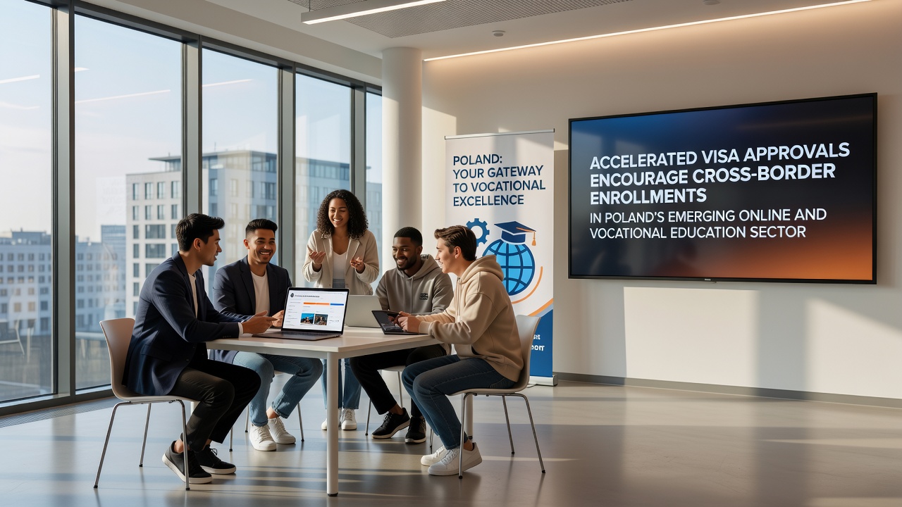 Students accessing Polish vocational course materials through digital platforms