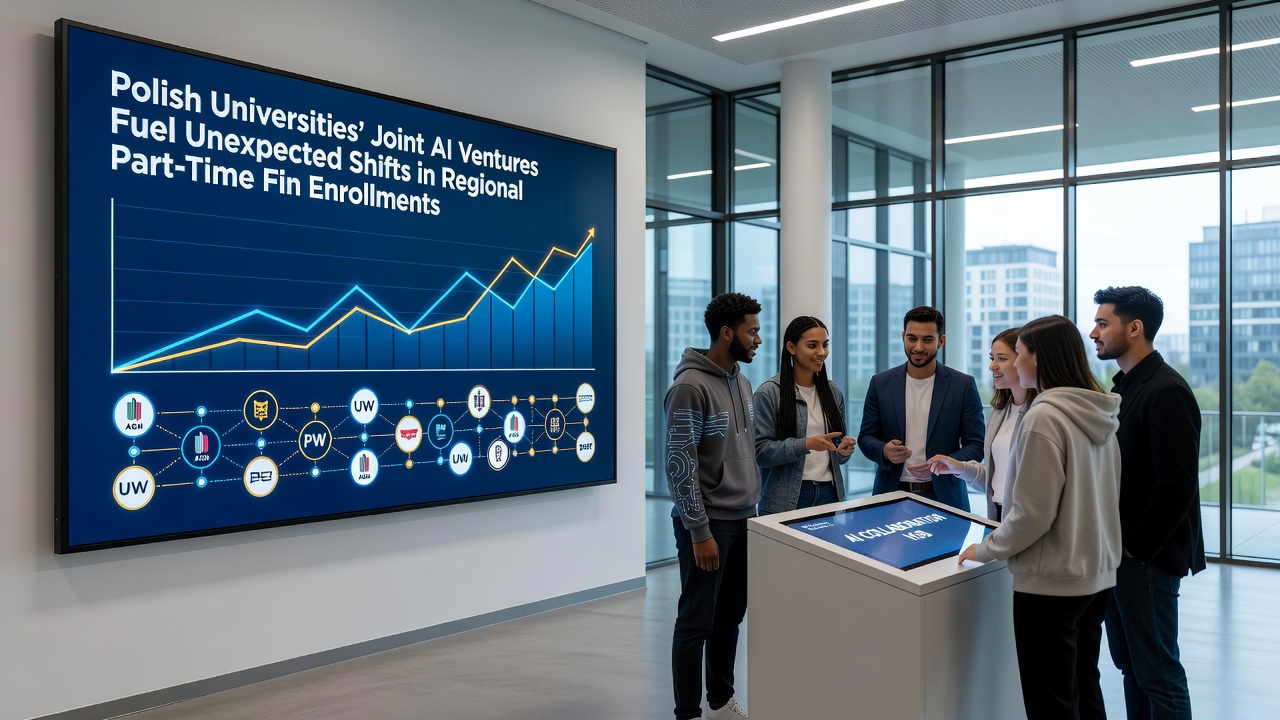Part-time students attending AI lectures at a regional Polish university campus